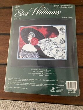 Elsa Williams Fair Lady Counted Cross Stitch Kit 02190 Scarf Flower Hat 14x10